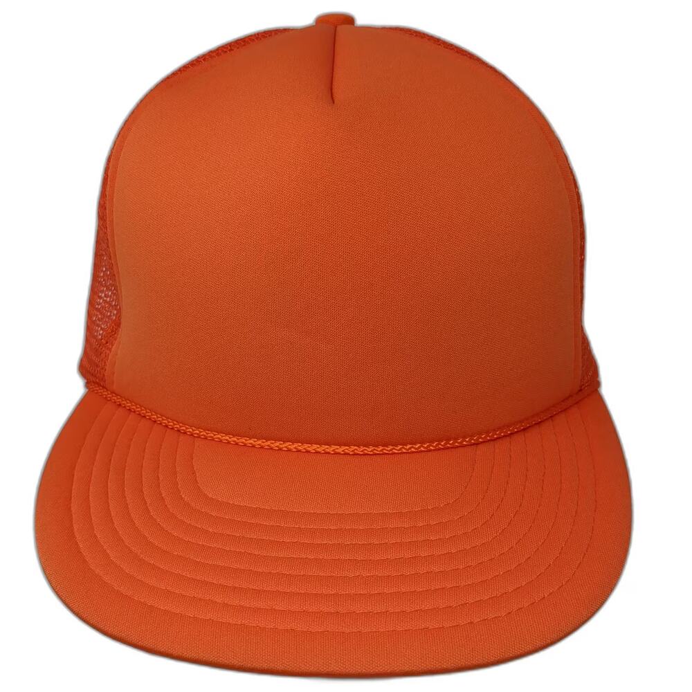 Winner Trucker Hat Orange OS Snapback Foam Mesh Rope Plain Blank Adjustable Cap